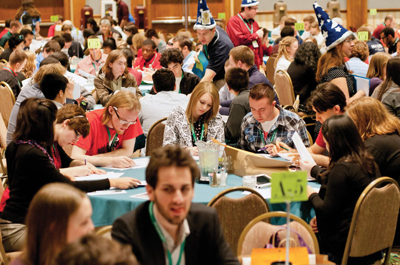 Participants engage in a workshop at the 2012 Quadrennial Physics Congress in Orlando, FL.