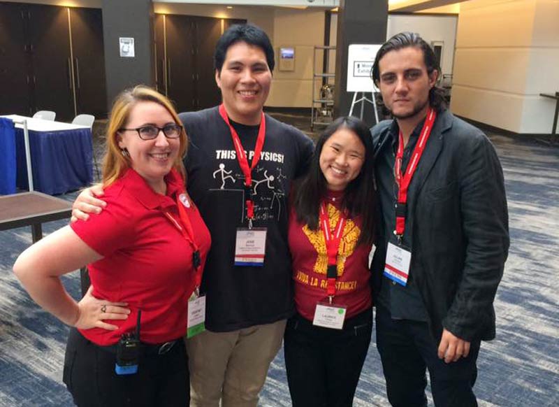 Cal Poly-Pomona SPS members pose with SPS Program Coordinator and Alum Courtney Lemon.