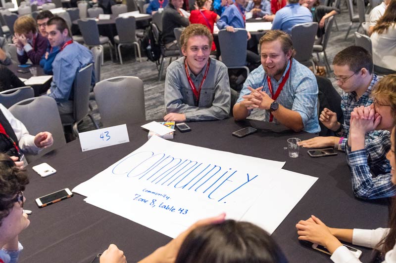 Attendees discuss what &quot;community&quot; means to their SPS Chapters.