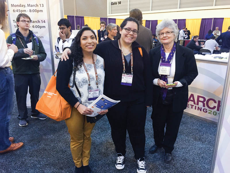 Marisa Moore-Moreno and Mikaela Pabon, SPS Members, University of West Florida, attend the graduate school fair.