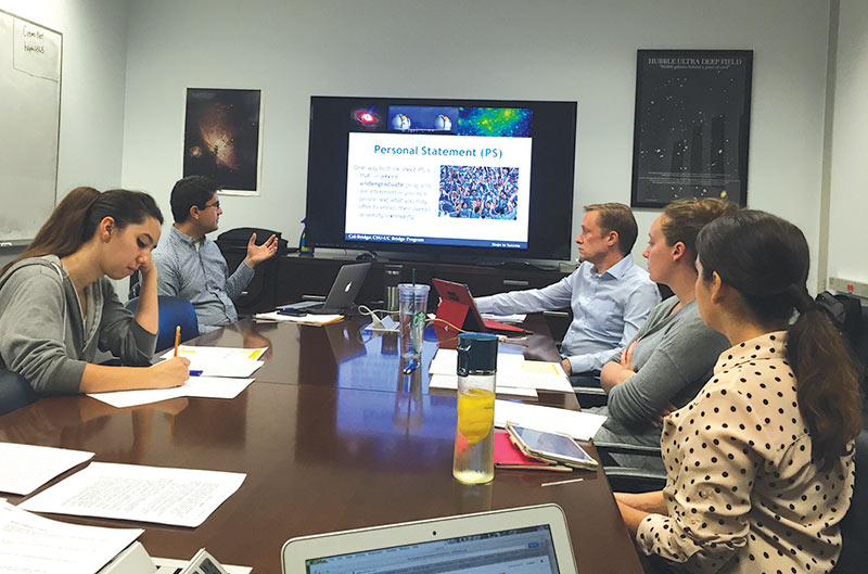 Cal-Bridge scholars work on their graduate school essays.