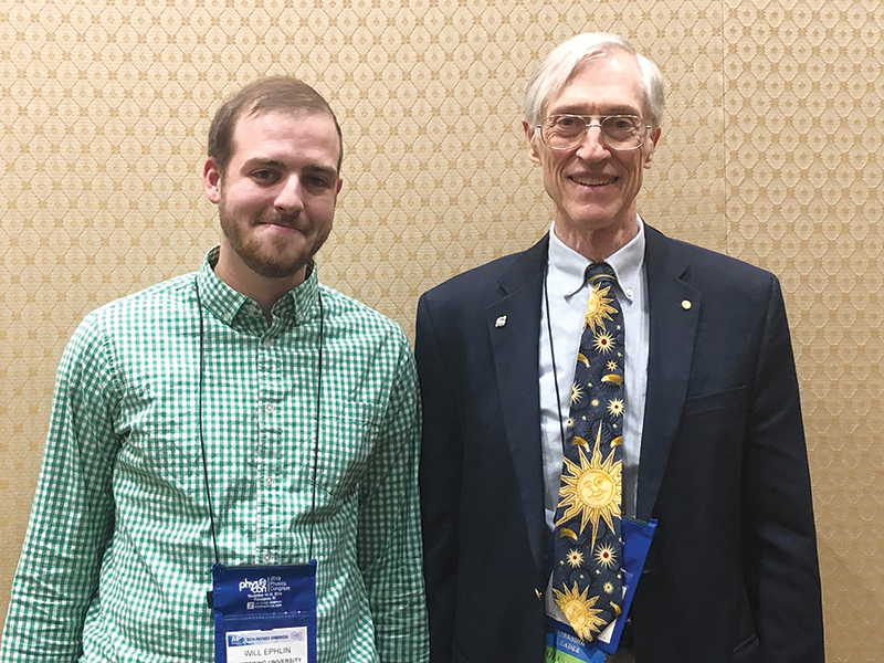 SPS Reporter Will Ephlin (left) poses with Mather after the interview. Photo by Kendra Redmond.