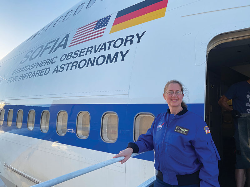 Rolke prepares to board SOFIA. Photo by Coral Clark, SETI Institute.