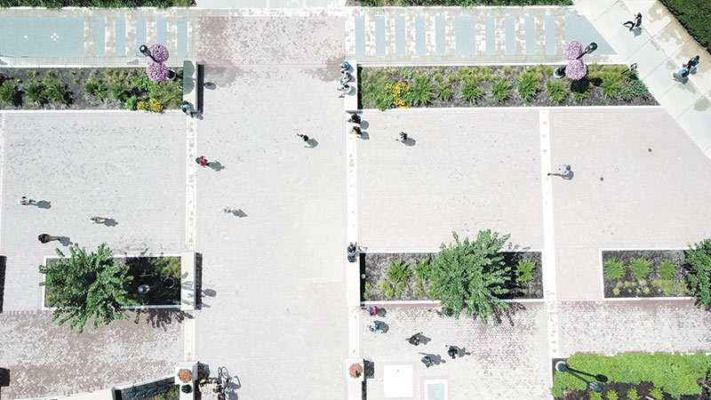 A sample frame taken on the Purdue campus with the drone. Image courtesy of the Purdue University SPS chapter.