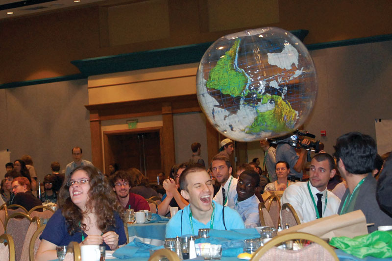 Participants in the &quot;Connecting Physics and the Public&quot; workshop explore the theme &quot;Connecting Worlds.&quot;