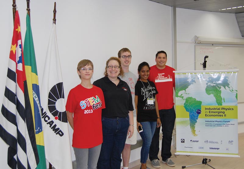 Northern Illinois University representatives at IPF (from left to right), Ashlyn Shellito, Anna Quider, Jamison Thorne, Anusha Ravva, and Nick Thompson. Photo by Joe York.