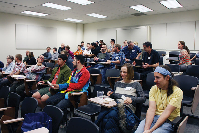 Audience members listened to  a variety of talks including one by Wendy Adams and another by Evan Shapiro. Photos courtesy of Richard Krantz.