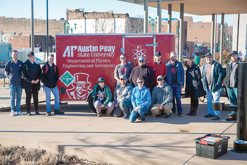 The Austin Peay High-Altitude Balloon group and staff from Strawberry Alley Ale Works. Photo used with permission from the APSU PR department.