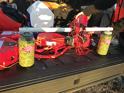 All the payload boxes, with the hops displayed in front. Photo courtesy of Zachary Hill.